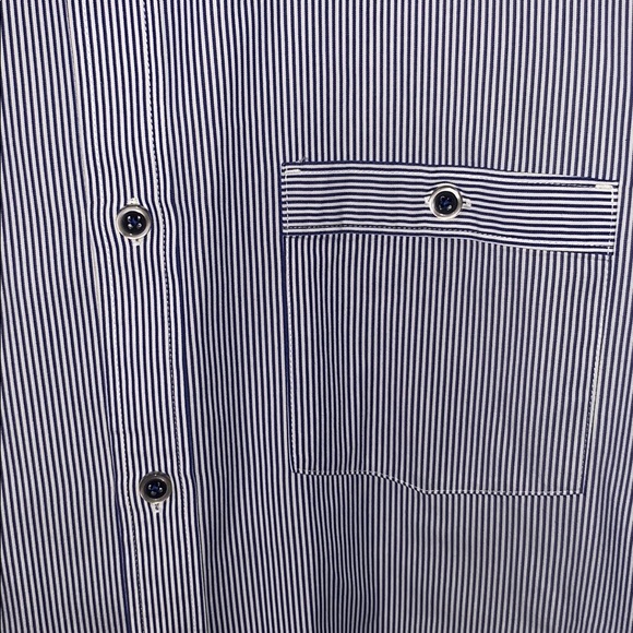 Express - Blue & White Striped Button Down Shirt - Picture 3 of 5